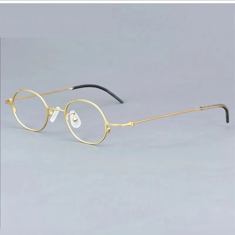 Aimee Unisex Full Rim Oval Titanium Eyeglasses 77516 - Golden