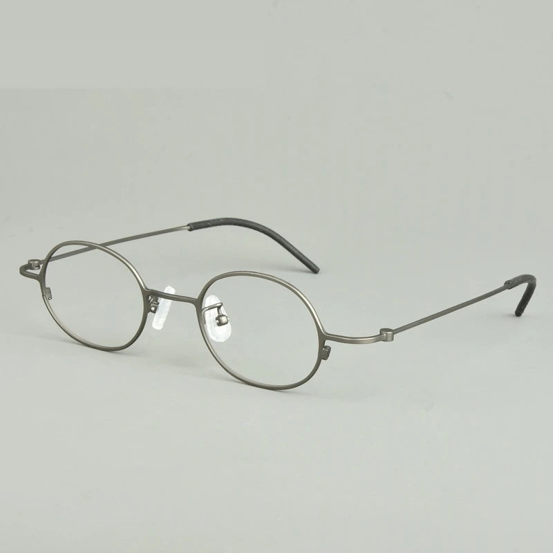 Aimee Unisex Full Rim Oval Titanium Eyeglasses 77516 - Grey