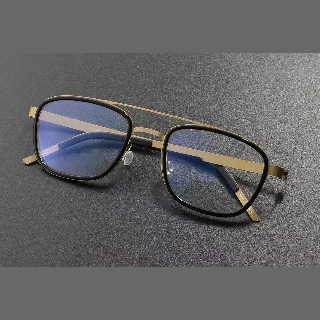 Aimee Unisex Full Rim Pilot Square Titanium Eyeglasses 9708 - Black-Gun