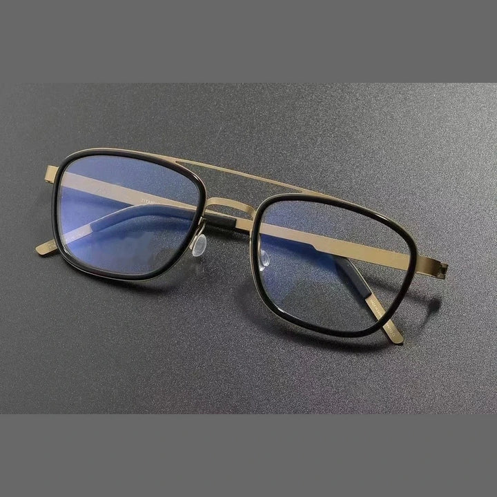 Aimee Unisex Full Rim Pilot Square Titanium Eyeglasses 9708 - Black-Gun