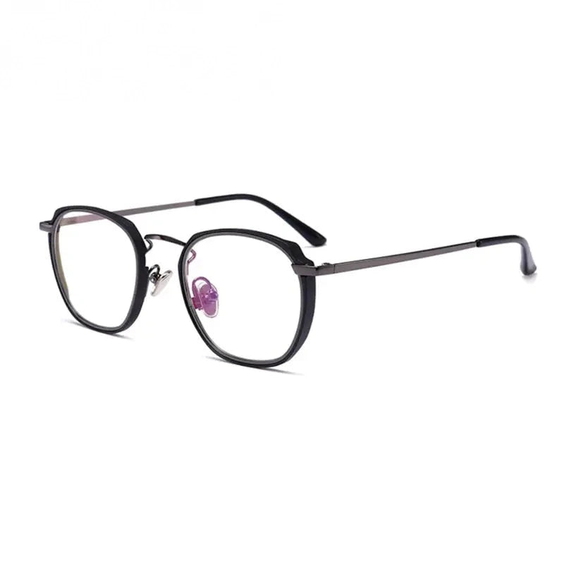 Aimee Unisex Full Rim Polygon Square Acetate Alloy Eyeglasses 54137 - black
