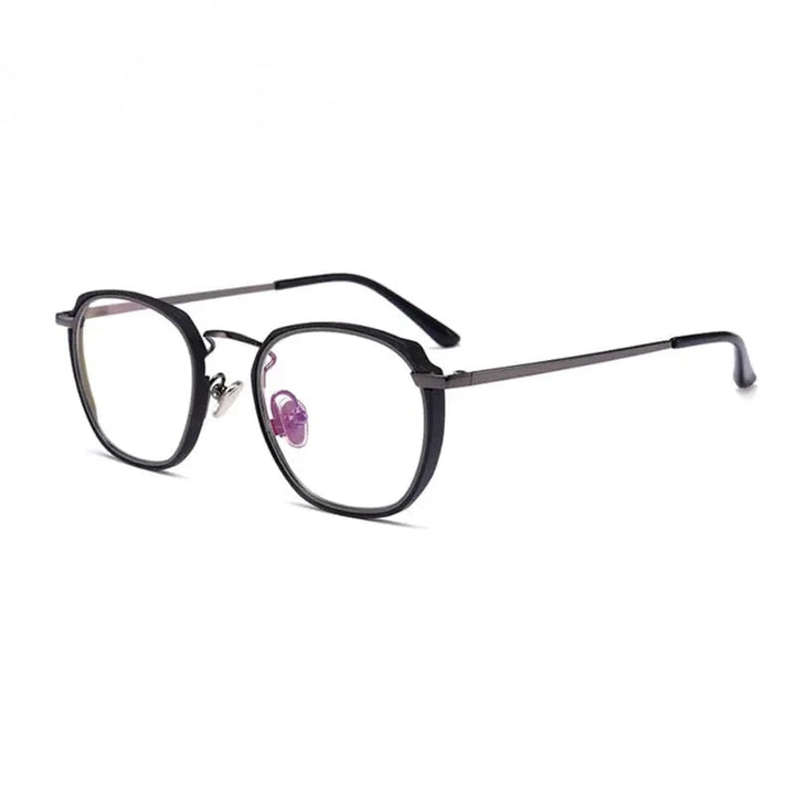 Aimee Unisex Full Rim Polygon Square Acetate Alloy Eyeglasses 54137 - black