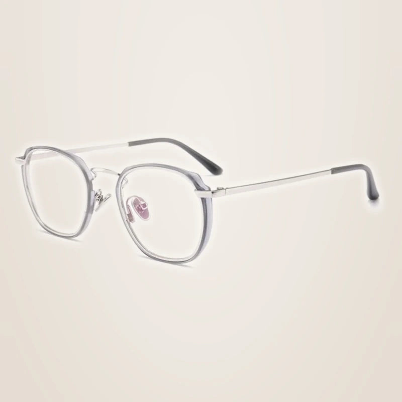 Aimee Unisex Full Rim Polygon Square Acetate Alloy Eyeglasses 54137 - GRAY