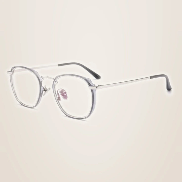 Aimee Unisex Full Rim Polygon Square Acetate Alloy Eyeglasses 54137 - GRAY