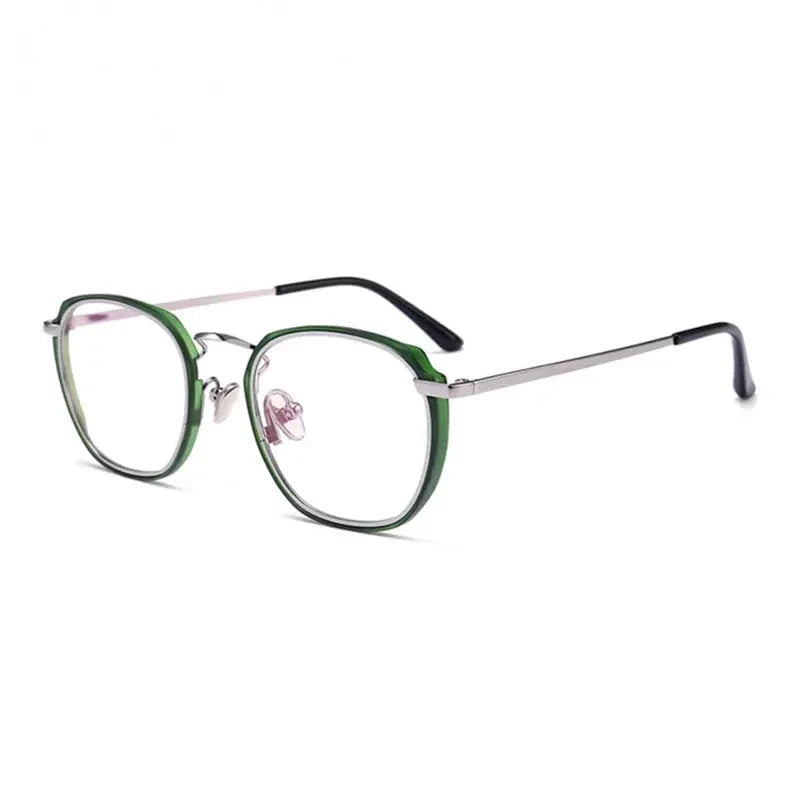 Aimee Unisex Full Rim Polygon Square Acetate Alloy Eyeglasses 54137 - green