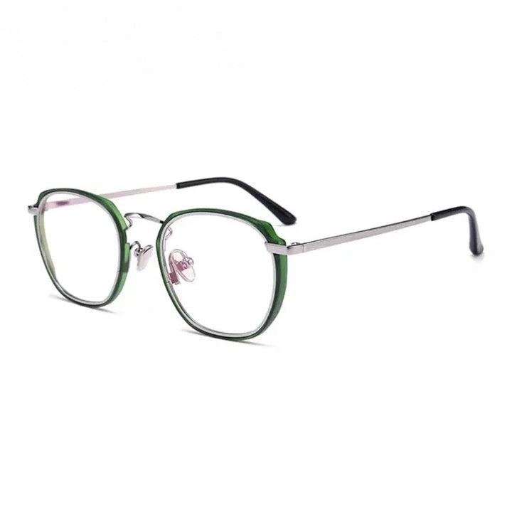 Aimee Unisex Full Rim Polygon Square Acetate Alloy Eyeglasses 54137 - green