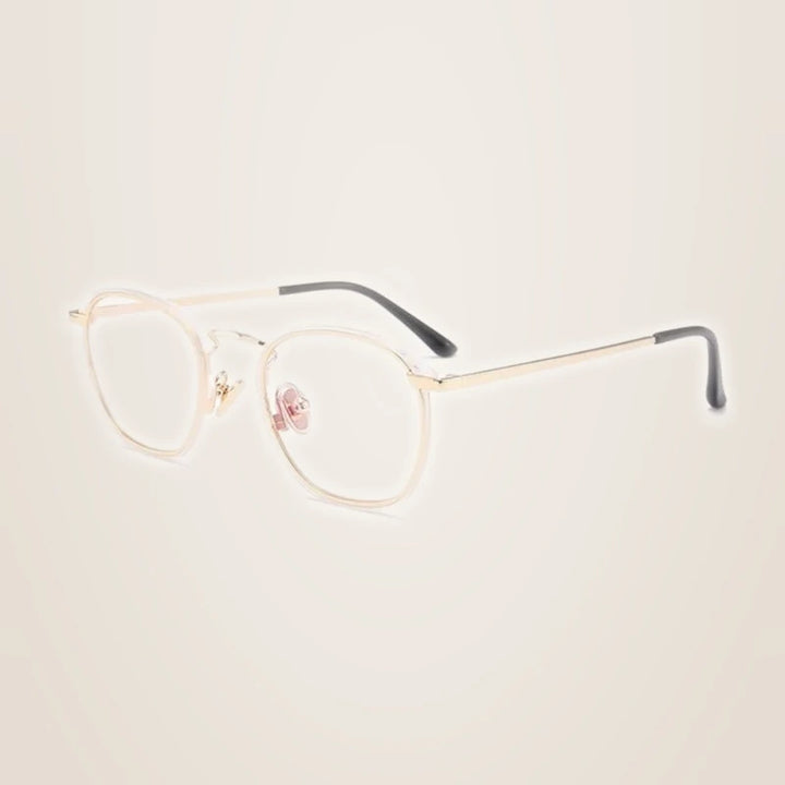 Aimee Unisex Full Rim Polygon Square Acetate Alloy Eyeglasses 54137 - Pink