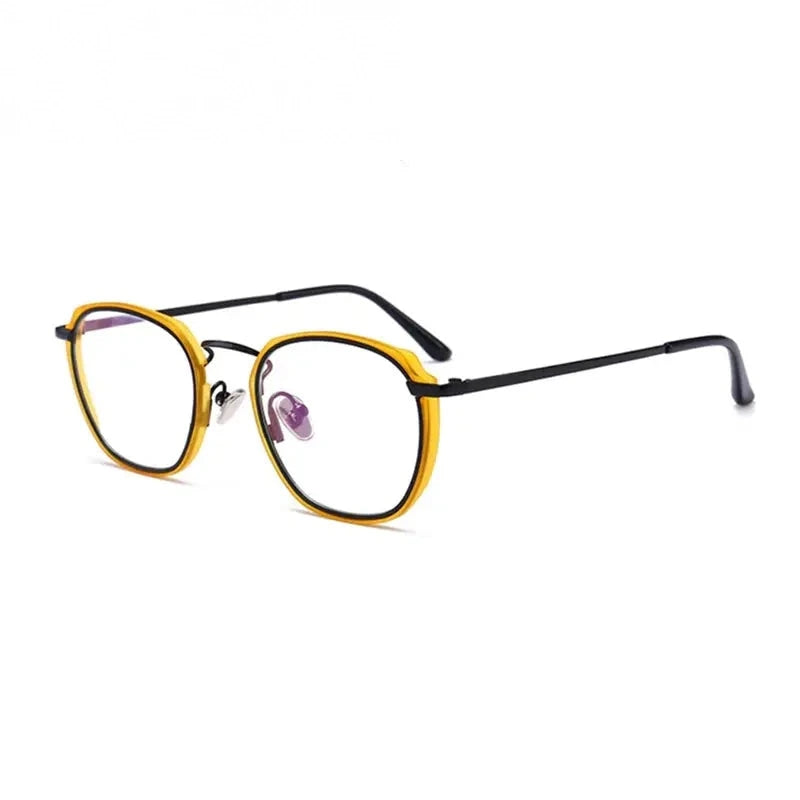 Aimee Unisex Full Rim Polygon Square Acetate Alloy Eyeglasses 54137 - Yellow