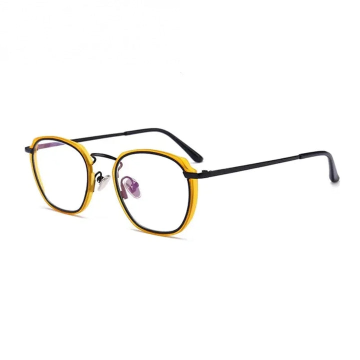Aimee Unisex Full Rim Polygon Square Acetate Alloy Eyeglasses 54137 - Yellow