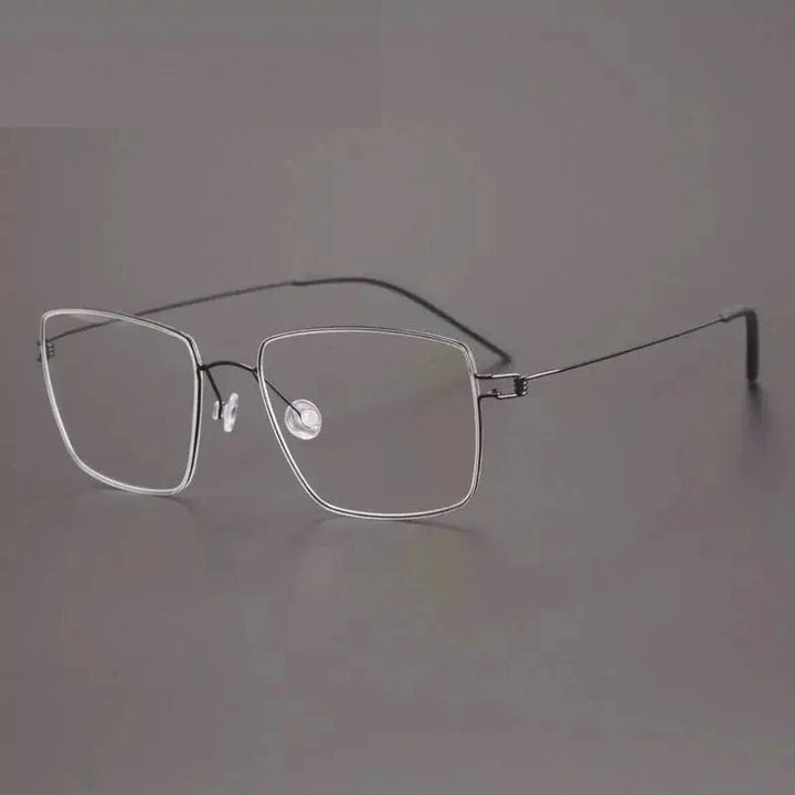 Aimee Unisex Full Rim Polygon Square Titanium Eyeglasses 613893 - Black