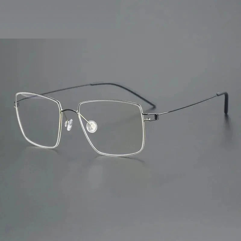 Aimee Unisex Full Rim Polygon Square Titanium Eyeglasses 613893 - Black-Golden