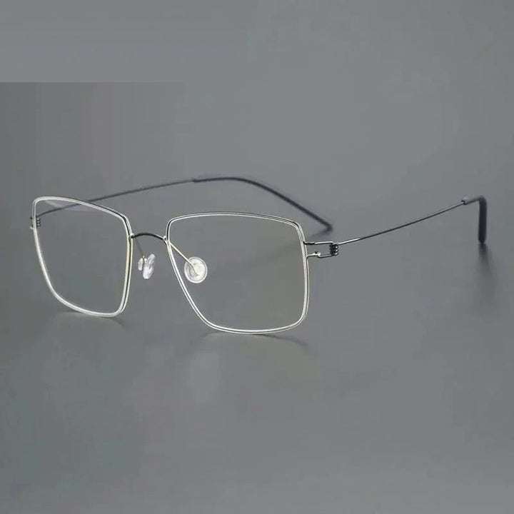 Aimee Unisex Full Rim Polygon Square Titanium Eyeglasses 613893 - Black-Golden
