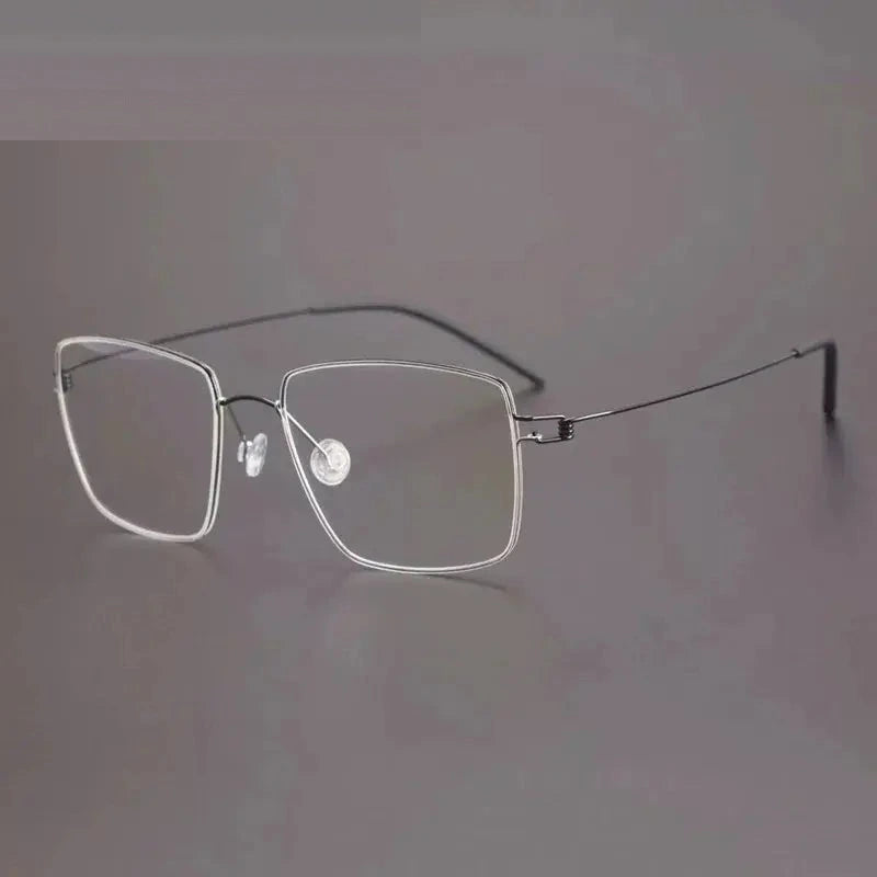Aimee Unisex Full Rim Polygon Square Titanium Eyeglasses 613893 - Black-Silver