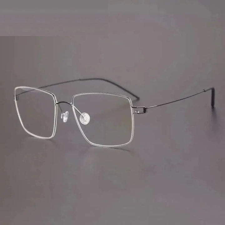Aimee Unisex Full Rim Polygon Square Titanium Eyeglasses 613893 - Black-Silver