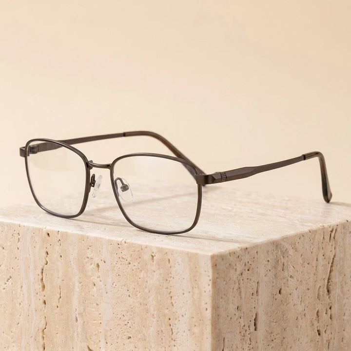 Aimee Unisex Full Rim Polygon Square Titanium Eyeglasses 327010 - Bronze