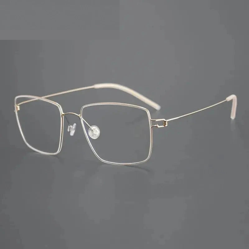 Aimee Unisex Full Rim Polygon Square Titanium Eyeglasses 613893 - Golden