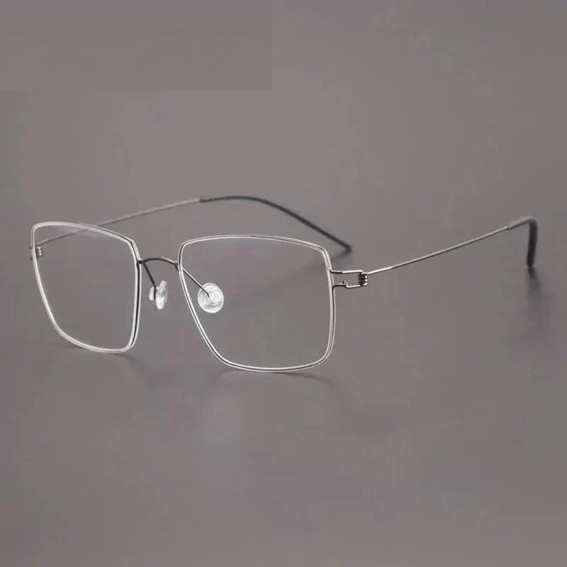 Aimee Unisex Full Rim Polygon Square Titanium Eyeglasses 613893 - Gun-Grey