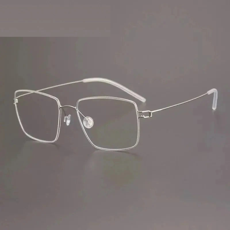 Aimee Unisex Full Rim Polygon Square Titanium Eyeglasses 613893 - Silver