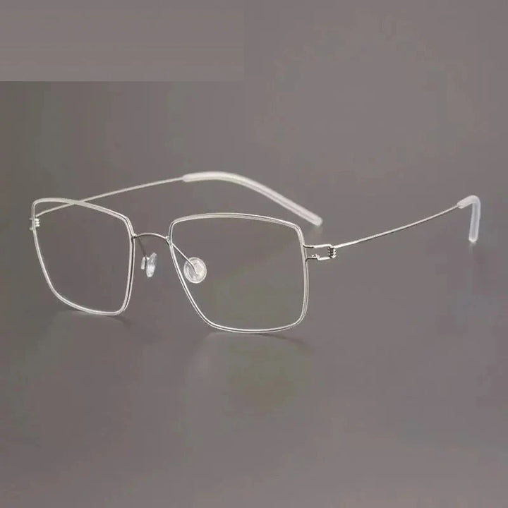 Aimee Unisex Full Rim Polygon Square Titanium Eyeglasses 613893 - Silver