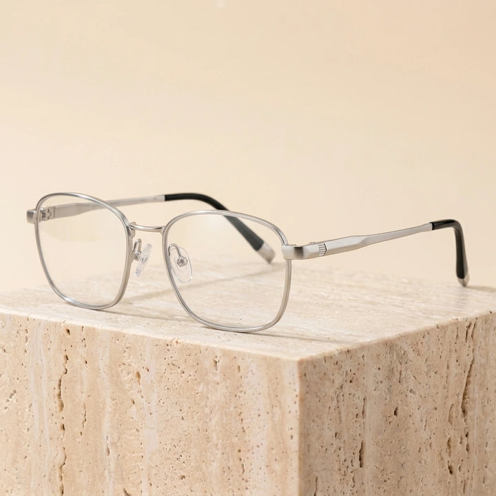 Aimee Unisex Full Rim Polygon Square Titanium Eyeglasses 327010 - Silver