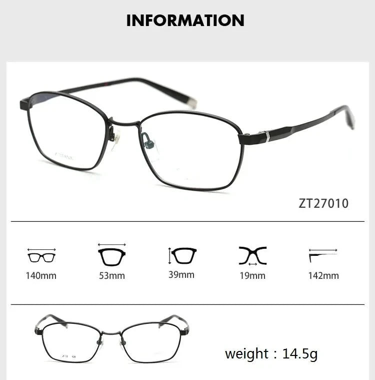 Aimee Unisex Full Rim Polygon Square Titanium Eyeglasses 327010 - Size Chart