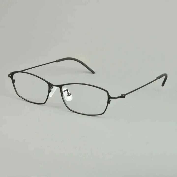 Aimee Unisex Full Rim Rectangle Square Titanium Eyeglasses 14509 - Black