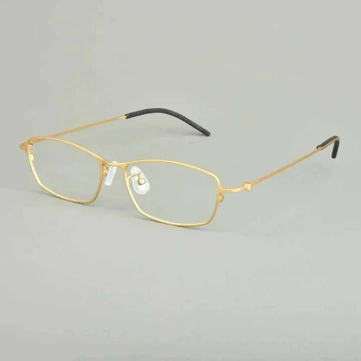 Aimee Unisex Full Rim Rectangle Square Titanium Eyeglasses 14509 - Golden