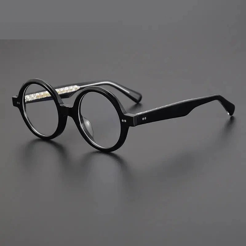 Aimee Unisex Full Rim Round Acetate Eyeglasses 191028 - Black