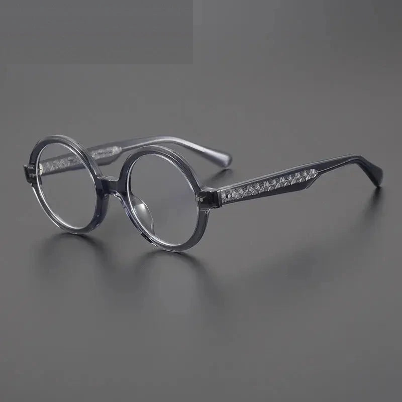 Aimee Unisex Full Rim Round Acetate Eyeglasses 191028 - Grey