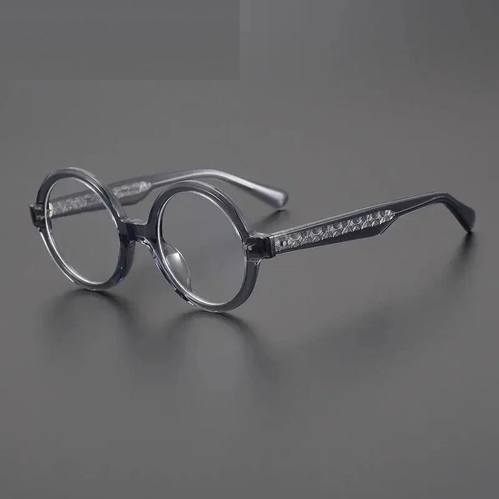 Aimee Unisex Full Rim Round Acetate Eyeglasses 191028 - Grey