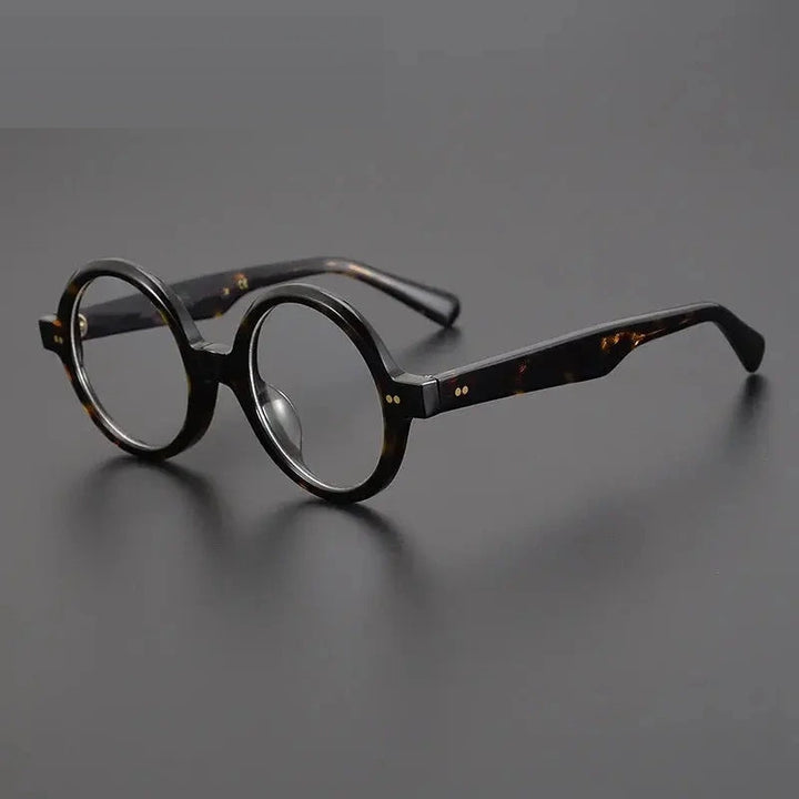 Aimee Unisex Full Rim Round Acetate Eyeglasses 191028 - Tortoise