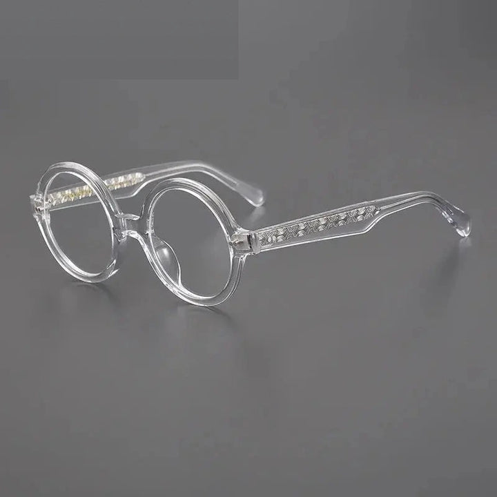 Aimee Unisex Full Rim Round Acetate Eyeglasses 191028 - Transparent