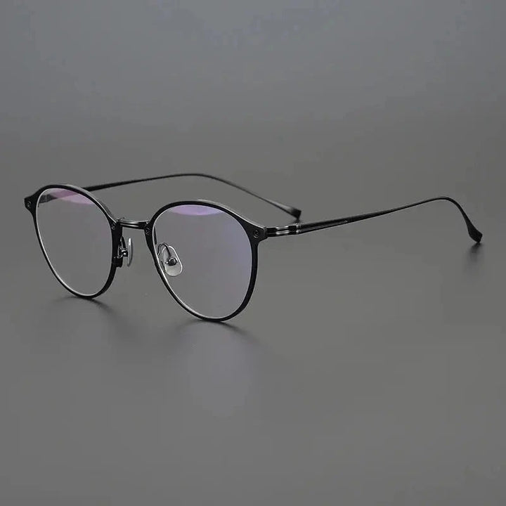 Aimee Unisex Full Rim Round Acetate Titanium Eyeglasses 18045 - black