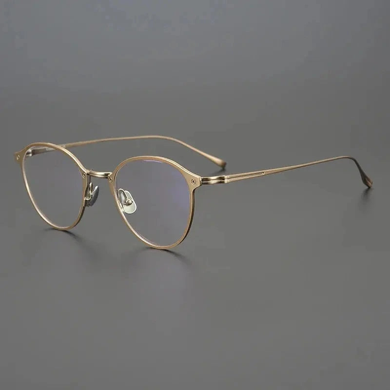 Aimee Unisex Full Rim Round Acetate Titanium Eyeglasses 18045 - Brown