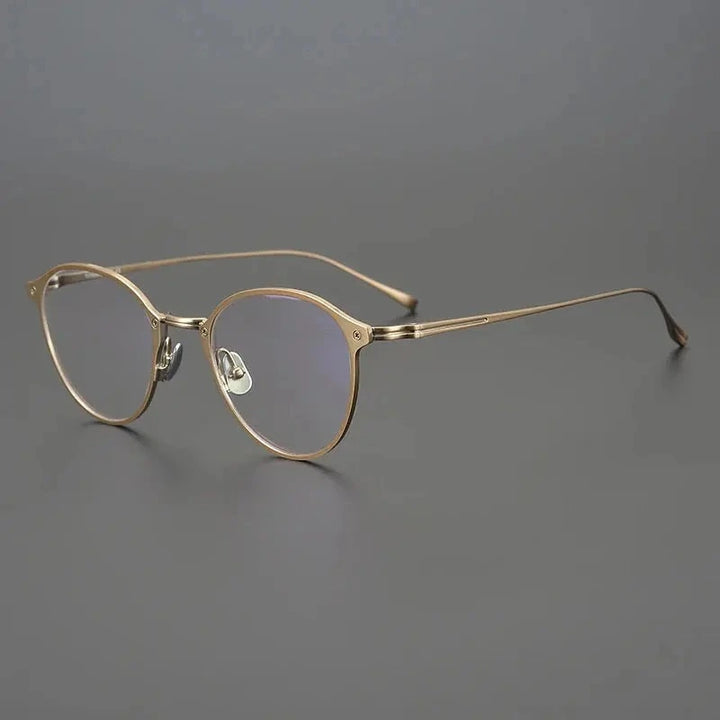 Aimee Unisex Full Rim Round Acetate Titanium Eyeglasses 18045 - Brown