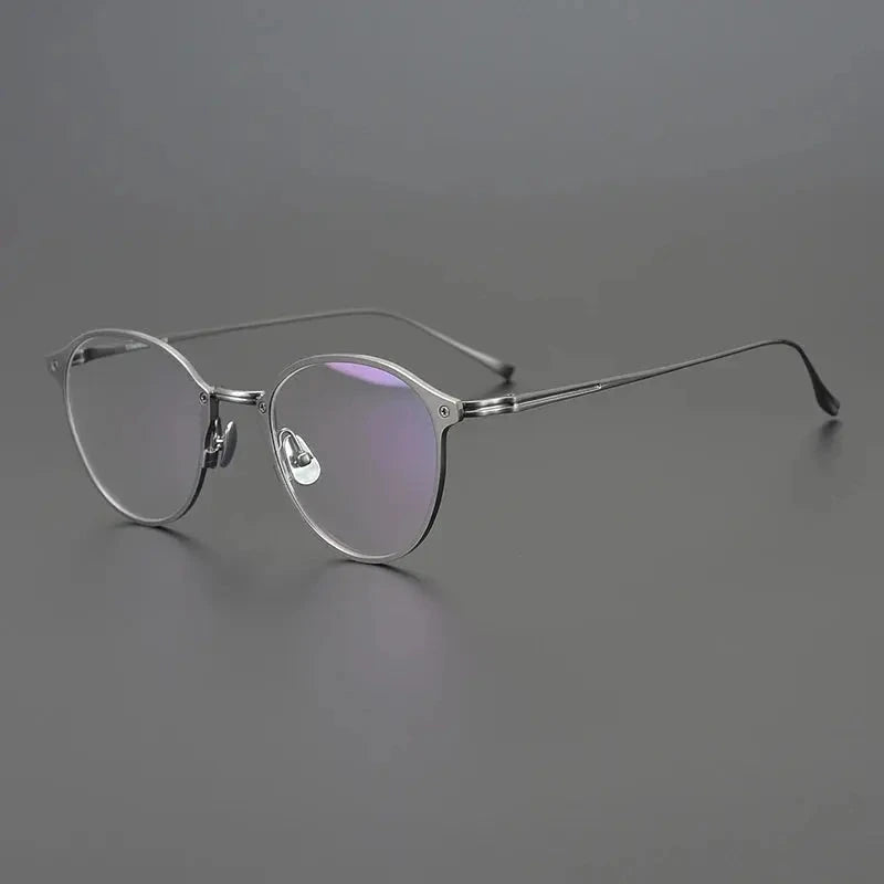 Aimee Unisex Full Rim Round Acetate Titanium Eyeglasses 18045 - GRAY