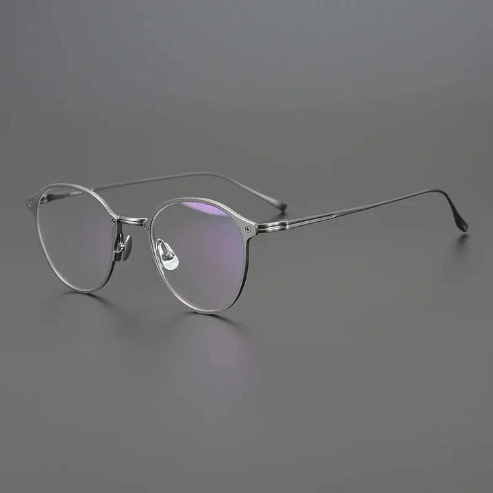 Aimee Unisex Full Rim Round Acetate Titanium Eyeglasses 18045 - GRAY