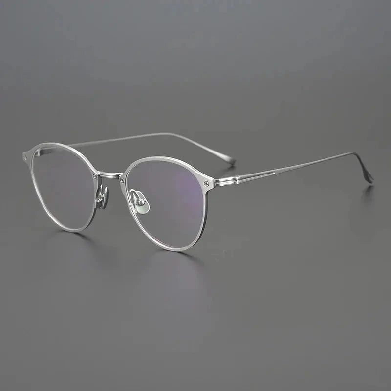 Aimee Unisex Full Rim Round Acetate Titanium Eyeglasses 18045 - Silver
