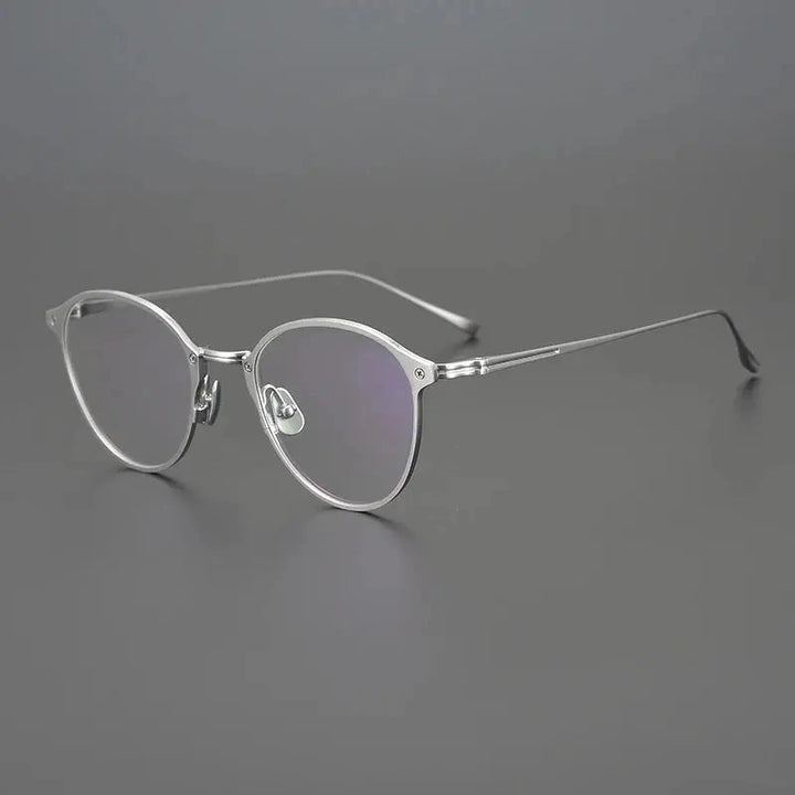 Aimee Unisex Full Rim Round Acetate Titanium Eyeglasses 18045 - Silver