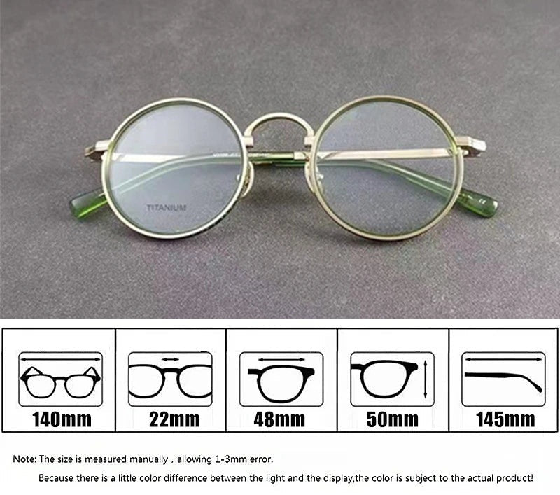 Aimee Unisex Full Rim Round Acetate Titanium Eyeglasses 633100 - Size Chart