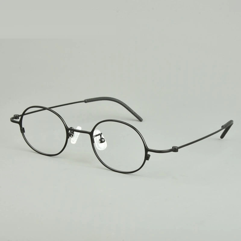 Aimee Unisex Full Rim Round Oval Titanium Eyeglasses 422516 - Black
