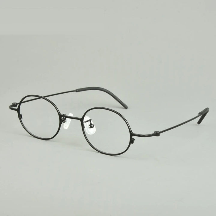 Aimee Unisex Full Rim Round Oval Titanium Eyeglasses 422516 - Black