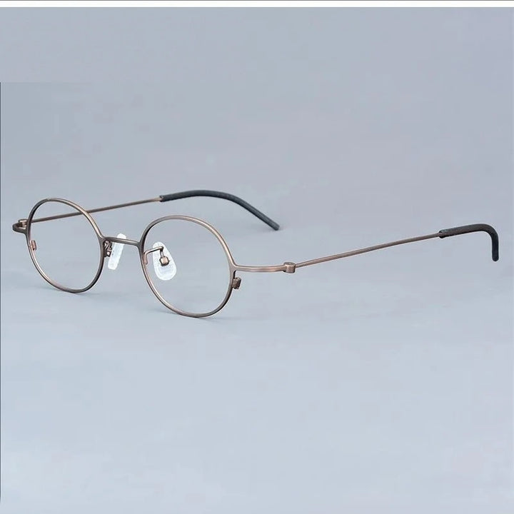 Aimee Unisex Full Rim Round Oval Titanium Eyeglasses 422516 - Bronze