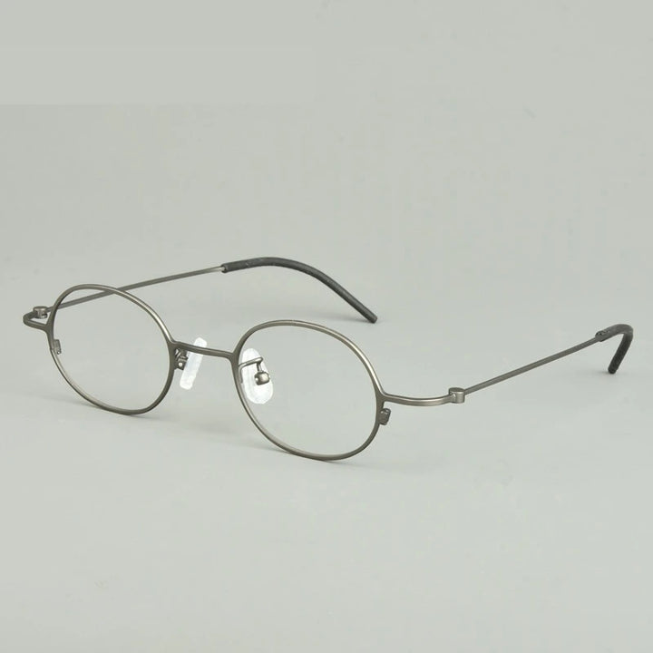 Aimee Unisex Full Rim Round Oval Titanium Eyeglasses 422516 - Grey