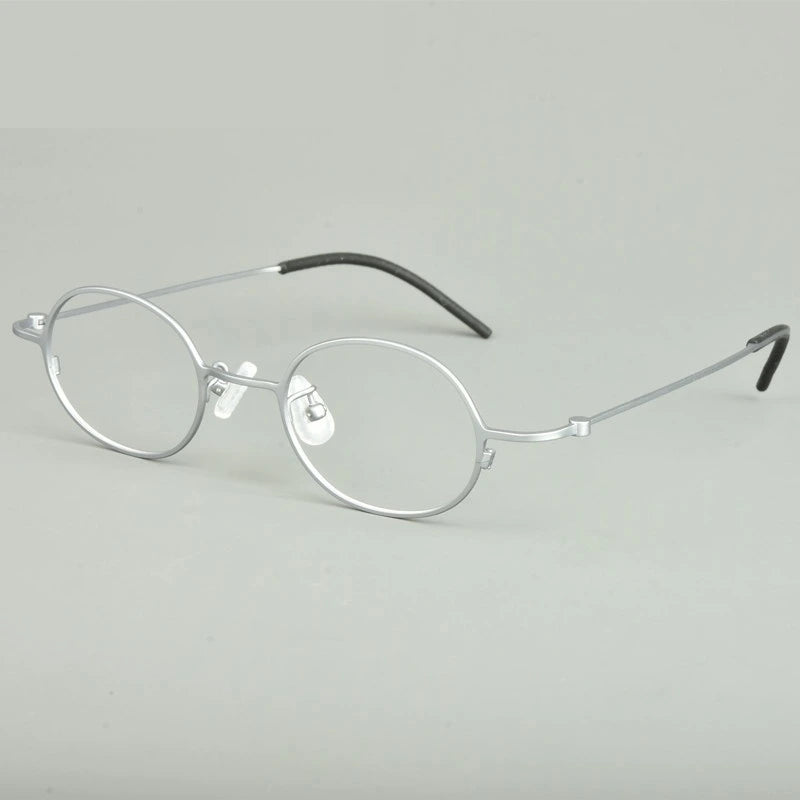 Aimee Unisex Full Rim Round Oval Titanium Eyeglasses 422516 - Silver