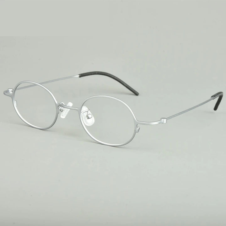 Aimee Unisex Full Rim Round Oval Titanium Eyeglasses 422516 - Silver