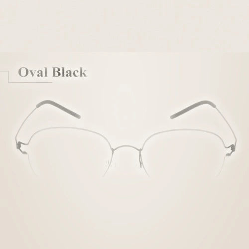Aimee Unisex Full Rim Round Screwless Titanium Eyeglasses 504520 - Oval Black