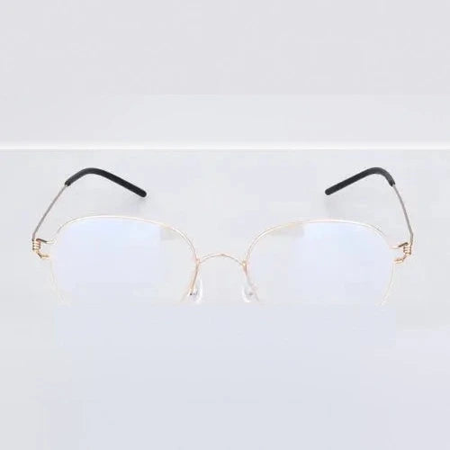 Aimee Unisex Full Rim Round Screwless Titanium Eyeglasses 504520 - Oval Gold