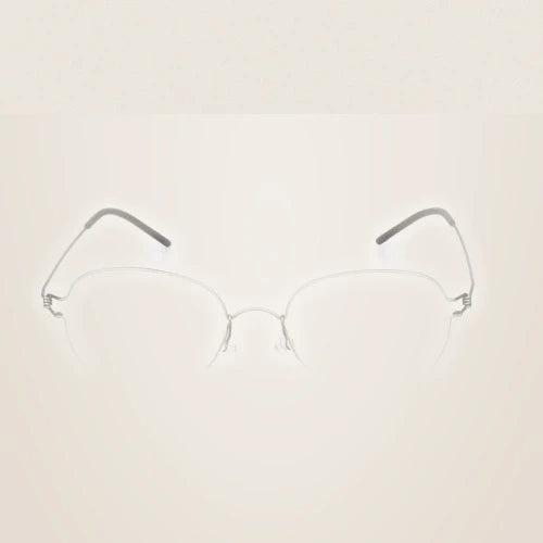 Aimee Unisex Full Rim Round Screwless Titanium Eyeglasses 504520 - Oval Gun grey