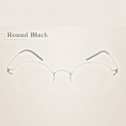 Aimee Unisex Full Rim Round Screwless Titanium Eyeglasses 504520 - Round Black